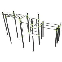 W329 Воркаут (рукоход змеевик и клас., швед стенка, 2 перекладины, брусья двойные) ZAVODSPORTA