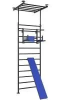 Шведская стенка с регулировкой высоты враспор, с турником и наклонной доской (тип 1)