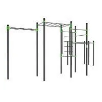 W229 Воркаут (рукоход змеевик и клас., швед стенка, 2 перекладины, брусья двойные) ZAVODSPORTA