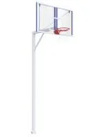Баскетбольная стойка стационарная с проф. щитом 1800х1050 мм из оргстекла 15мм и массовым кольцом