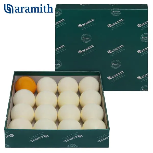 Шары Aramith Premier Pyramid без номеров ø68мм желтый биток