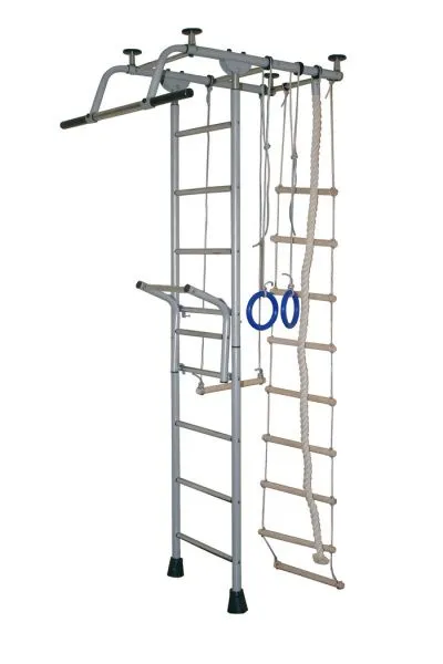 Спортивный комплекс Крепыш Т-образный с навесным турником (Серый/Металл/Хром)