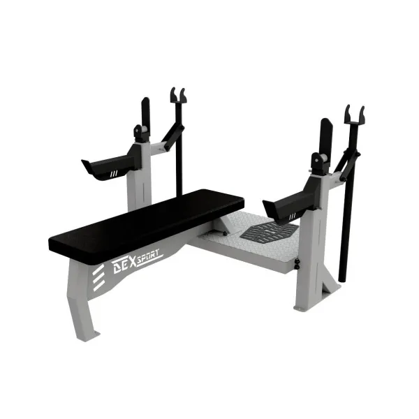 Стойка домкратная для пауэрлифтинга со скамьей, страховочными упорами и платформой для партнера