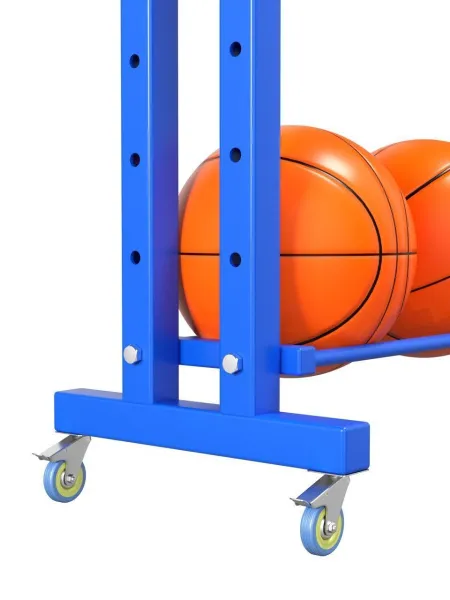 Стеллаж для мячей односторонний, с регулируемыми по высоте полками