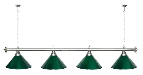 Лампа "STARTBILLIARDS" 4 пл.(плафоны зеленые, штанга хром)