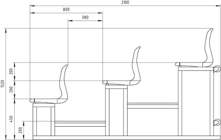 Трибуна мобильная 3 ряда сиденья пластиковые на 15 мест