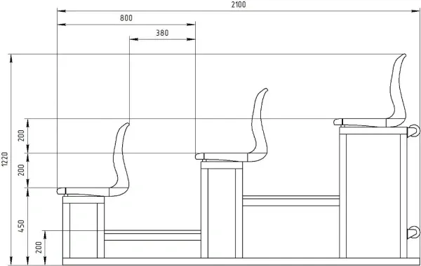 Трибуна мобильная 3 ряда сиденья пластиковые на 15 мест