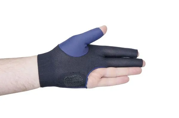 Перчатка бильярдная «Ball Teck 3» (черно-темно-синяя, вставка замша), защита от скольжения