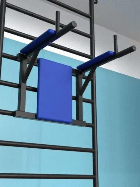 Шведская стенка с регулировкой высоты враспор с брусьями-пресс (тип 3)