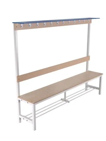 Скамейка для раздевалки c вешалкой односторонняя разборная с полкой для обуви и для головных уборов ЛДСП