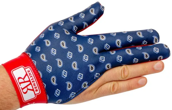 Перчатка для бильярда на правую руку синяя с рисунком коллекция Renzo Longoni из линейки Renzline