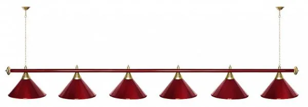 Лампа "STARTBILLIARDS" 6 пл. (плафоны красные, штанга красная)