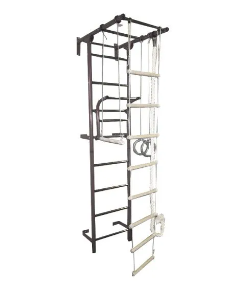 Спортивный комплекс Крепыш Г-образный Пристенный (Серый/Металл/Хром)