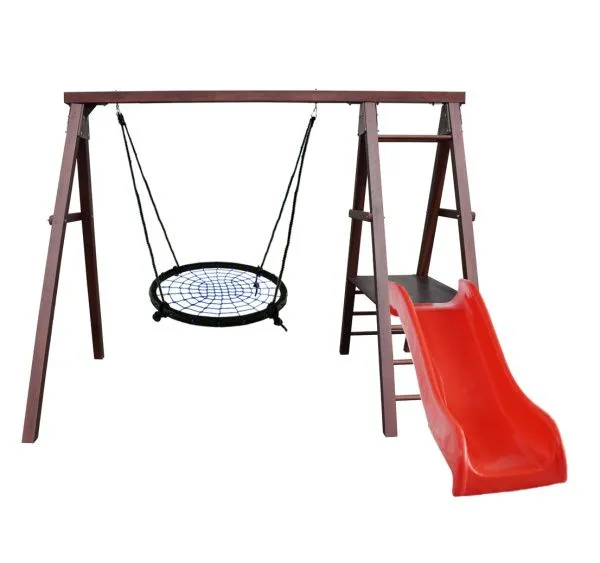 Спортивно-игровой комплекс Kampfer Lucky (Гнездо большое синее и красная горка)