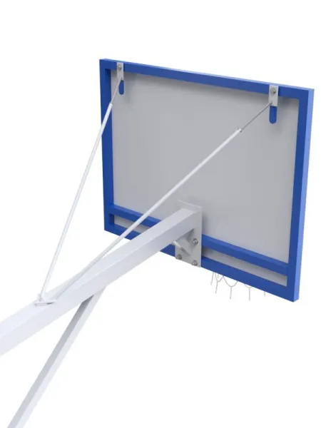 Баскетбольная стойка двухопорная с трен.щитом 1200х900 мм из метал. листа и массовым кольцом