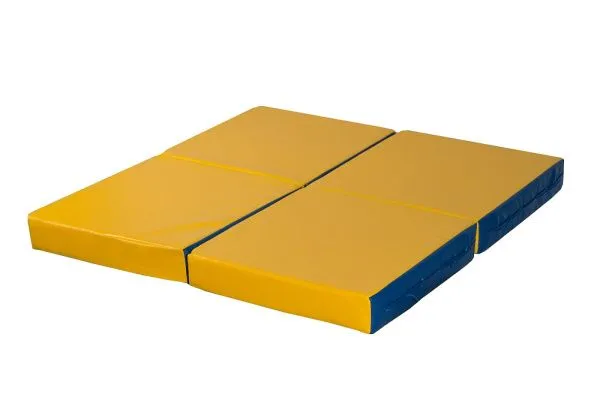 Мат № 11 КМС (100 х 100 х 10) складной 4 сложения сине/жёлтый