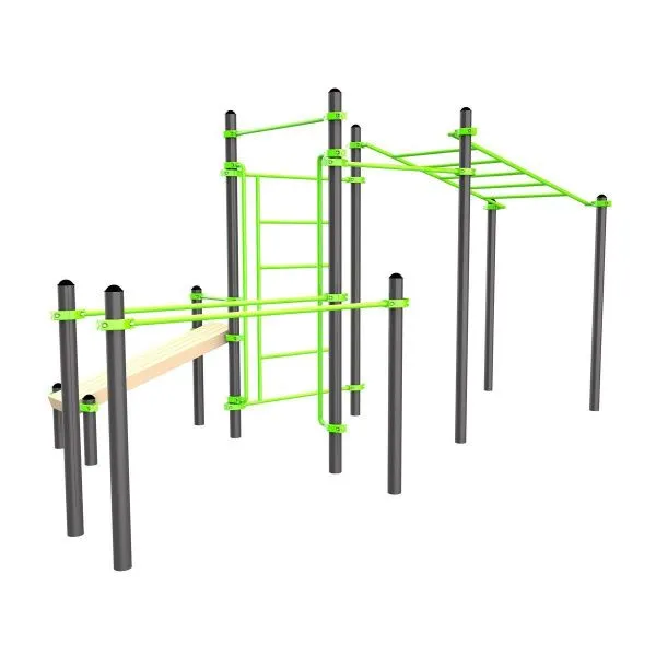 W237 Воркаут (рукоход, швед. стенка, 2 переклад., переклад. верт., накл. скамья, брусья) ZAVODSPORTA