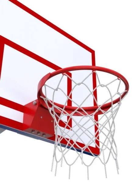 Баскетбольная стойка двухопорная с щитом 1200х900 мм из фанеры на метал. каркасе и массовым кольцом