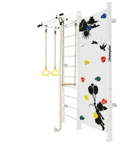 Шведская стенка Kampfer Jungle Wall Girl (№6 Жемчужный Стандарт белый турник)