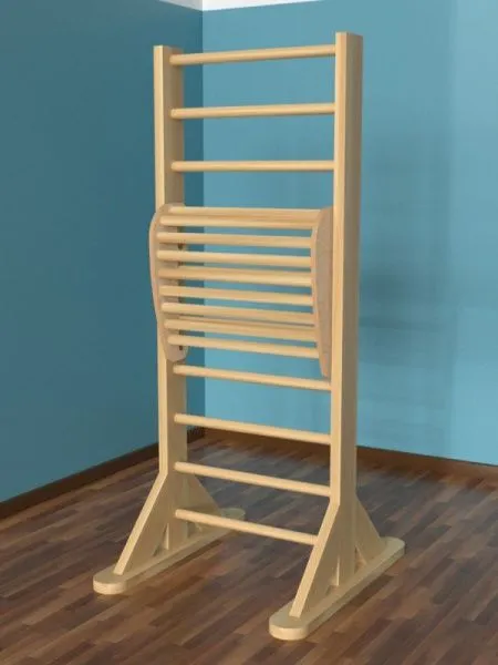 Шведская стенка деревянная напольная с тренажером