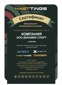 Сертификат официального дилера Hasttings