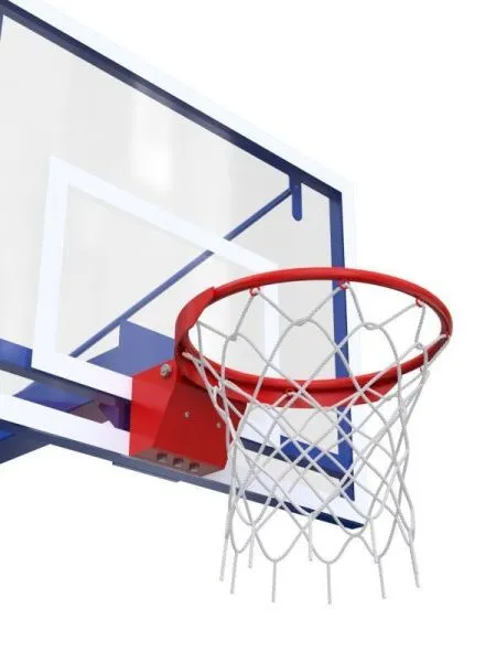 Баскетбольная стойка разборная одноопорная (со съёмной закладной) с трен. щитом 1200х900 мм из оргстекла 10 мм и масс. кольцом