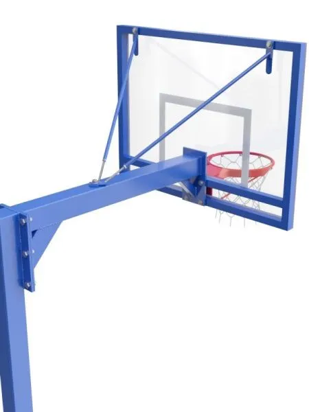 Баскетбольная стойка одноопорная разборная (со съёмной закладной) с трен. щитом 1200х900 мм из оргстекла 10 мм и усиленным кольцом 
