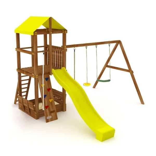Спортивно-игровой комплекс Kampfer Kids Castle №2 (качели гибкие зеленые и желтая лиана)