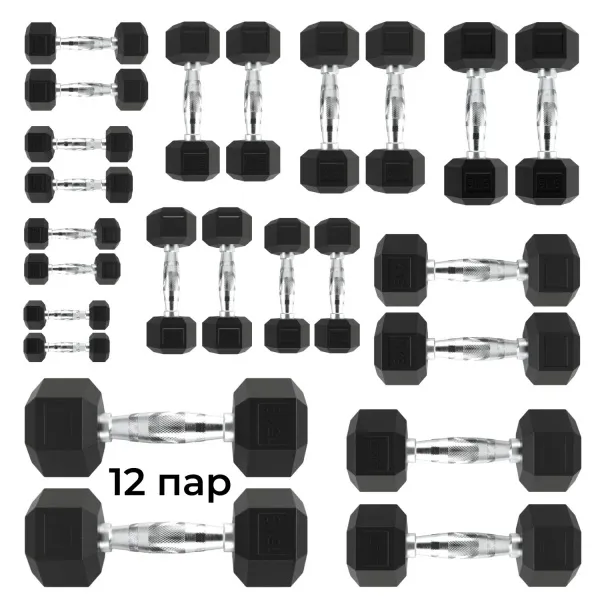 Гантельный ряд DFC от 1 кг до 15 кг