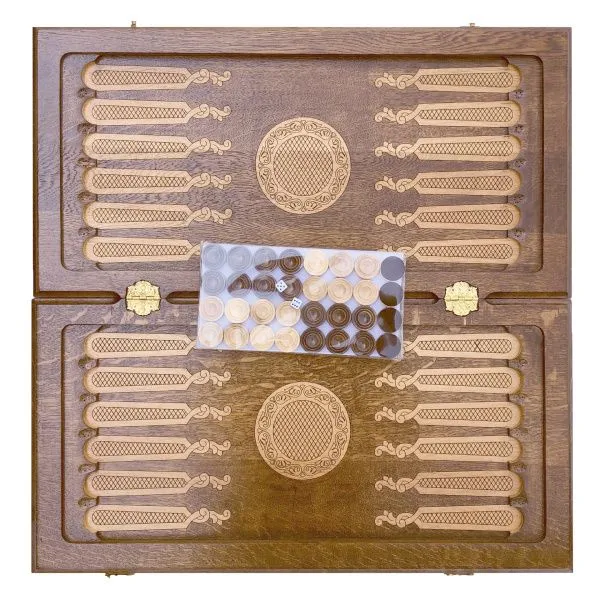 Нарды резные "Орнамент 2" с цельным рисунком, Mkhitaryan