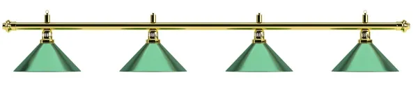Лампа на четыре плафона "Evergreen" (золотистая штанга, зеленый плафон D35см)