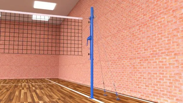 Волейбольная сетка со стойками на растяжках, диаметр нити 2,6 мм, троса 3 мм