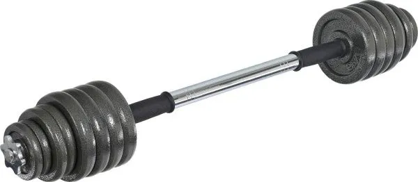 Набор гантелей + гриф для штанги 30 кг, пластиковый кейс