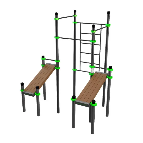 W221 Воркаут (3 турника, шведская стенка, 2 наклонные скамьи) ZAVODSPORTA