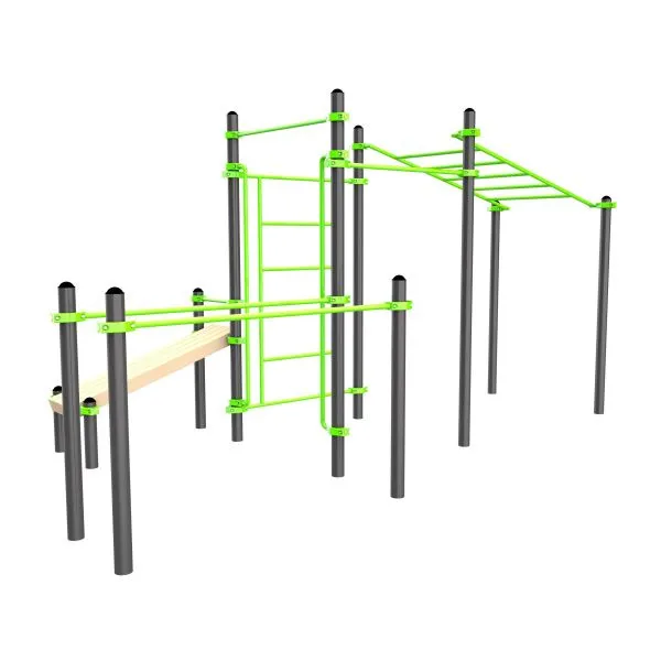 W337 Воркаут (рукоход, швед. стенка, 2 переклад., переклад. верт., накл. скамья, брусья) ZAVODSPORTA