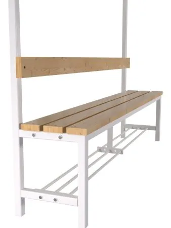 Скамейка для раздевалки c вешалкой односторонняя разборная с полкой для обуви и головных уборов