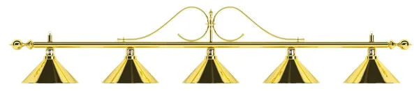 Лампа на пять плафонов «Classic» (витая золотистая штанга, золотистый плафон D35см)