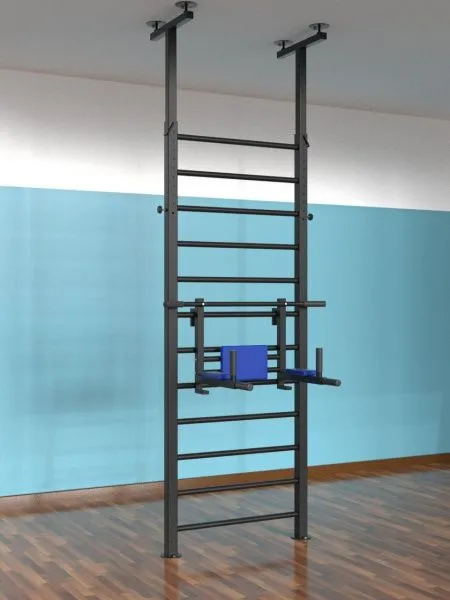 Шведская стенка с регулировкой высоты, враспор, с турником 3 в 1 (тип 2)