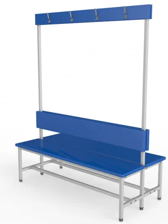 Скамейка для раздевалки с вешалкой, двухсторонняя, мягкая