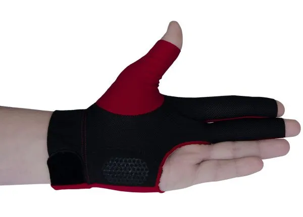 Перчатка бильярдная «Ball Teck 3» (черно-красная, вставка замша), защита от скольжения