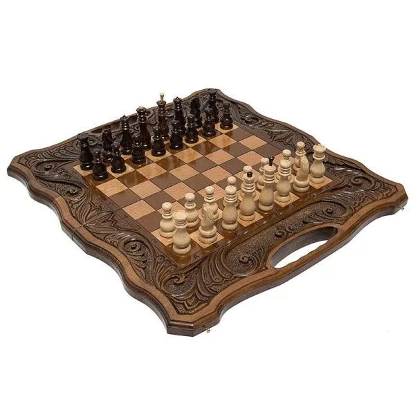 Шахматы + нарды резные "Афинские" 50 с ручкой, Haleyan