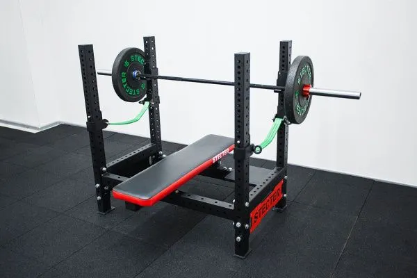 Стойки с горизонтальной скамьей для жима лежа STECTER и страховочная система "Стропа" L600 (к-кт)