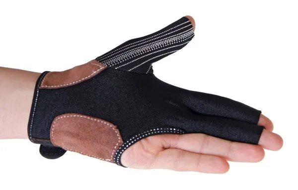 Перчатка бильярдная «K-1» (черная, серебро, вставка кожа)