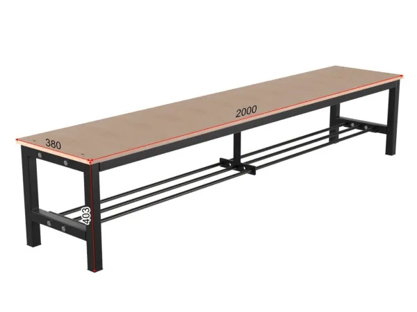 Скамейка для раздевалки без спинки (настил ЛДСП) с полкой для обуви