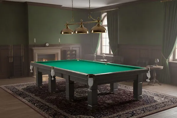 Бильярдный стол для русской пирамиды Weekend "Hardy" (12 футов, 8 ног, 45мм сланец) эмаль RAL 7003