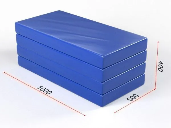 Мат гимнастический складной в три сложения (синий)