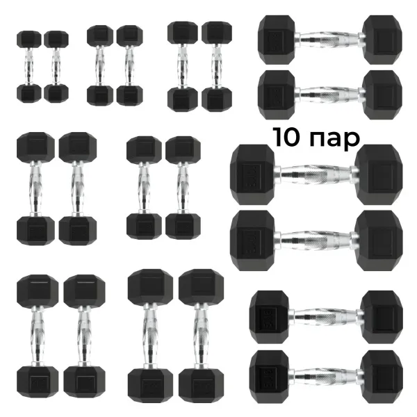 Гантельный ряд DFC от 1 кг до 10 кг