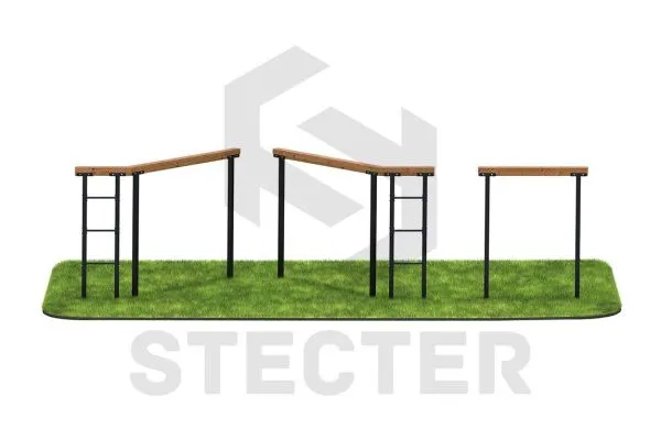 Элемент полосы препятствий "Разрушенный мост из 3-х элементов"