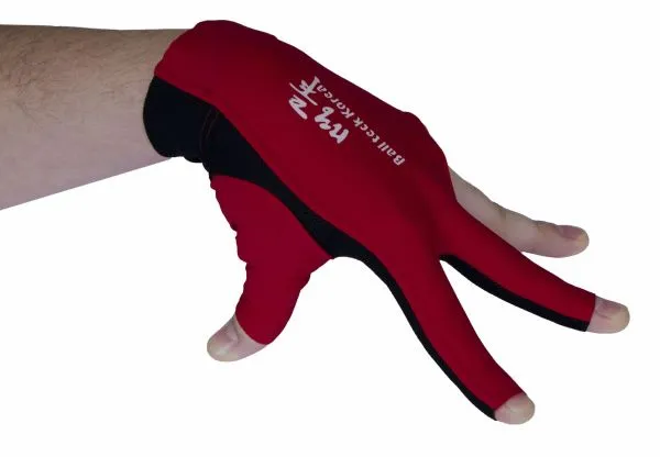 Перчатка бильярдная «Ball Teck 3» (черно-красная, вставка замша), защита от скольжения