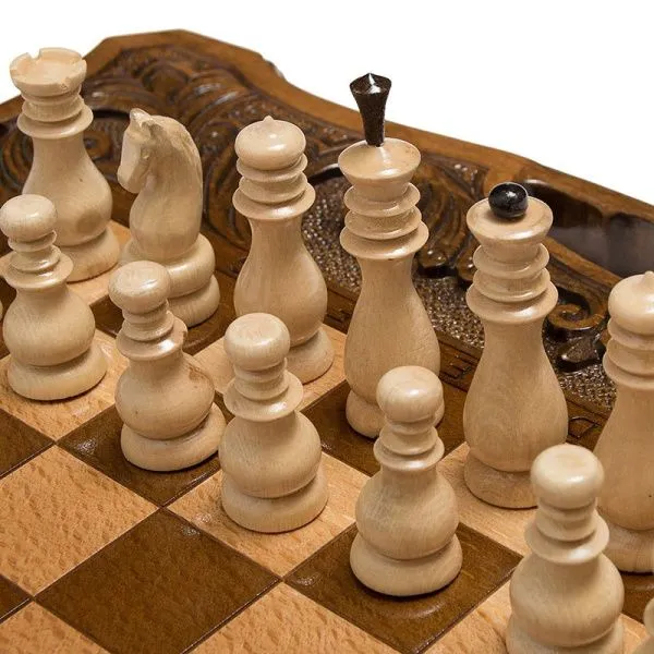 Шахматы + нарды резные "Афинские" 50 с ручкой, Haleyan